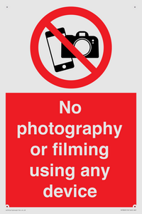 No photography or filming using any device